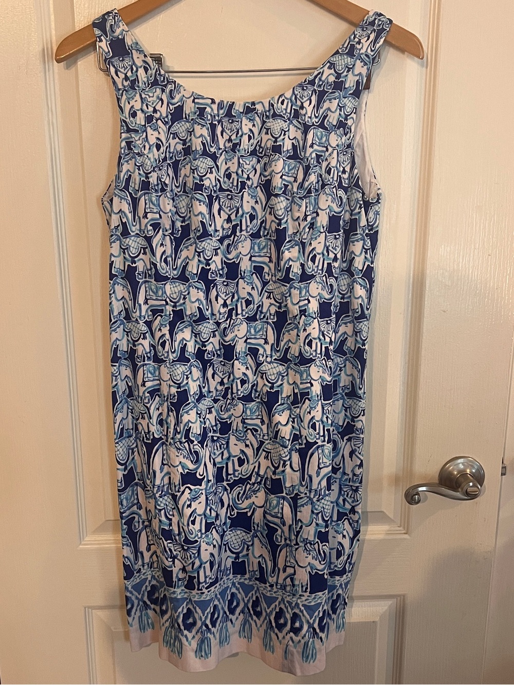 Lilly Pulitzer Cathy Shift Dress in Get Trunky - Blue White Elephant Print